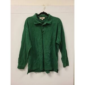 Cross Basics Polo Shirt‎ Mens XL Long Sleeve Green Cotton Casual Top